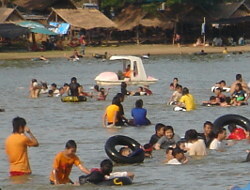 swimming in clothes in lake